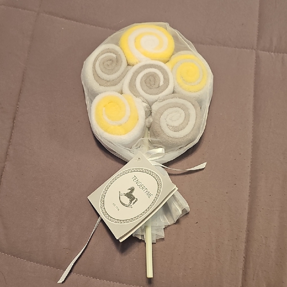 Yellow, Gray, & White Lollipop 12 Washcloth  Set